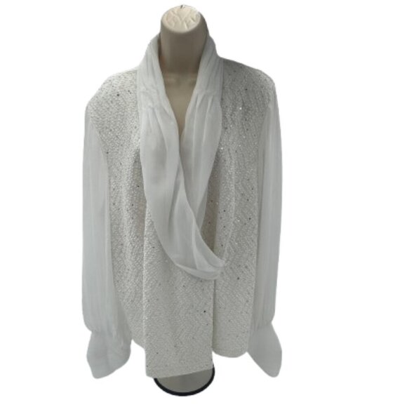 Dress Barn Tops - Dressbarn Women Collection 22W White Sequin Long Sleeve Top